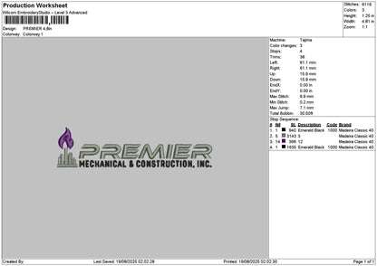 Premiertext Embroidery File 6 sizes