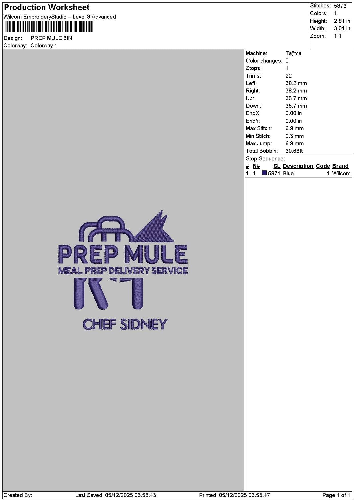 Preptext Embroidery File 6 sizes