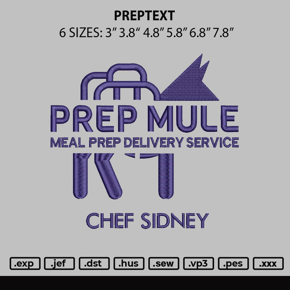Preptext Embroidery File 6 sizes