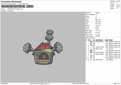 Pressure House Embroidery File 4 size