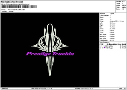 Truckintext 1002 Embroidery File 6 sizes