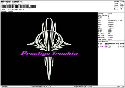 Truckintext 1002 Embroidery File 6 sizes
