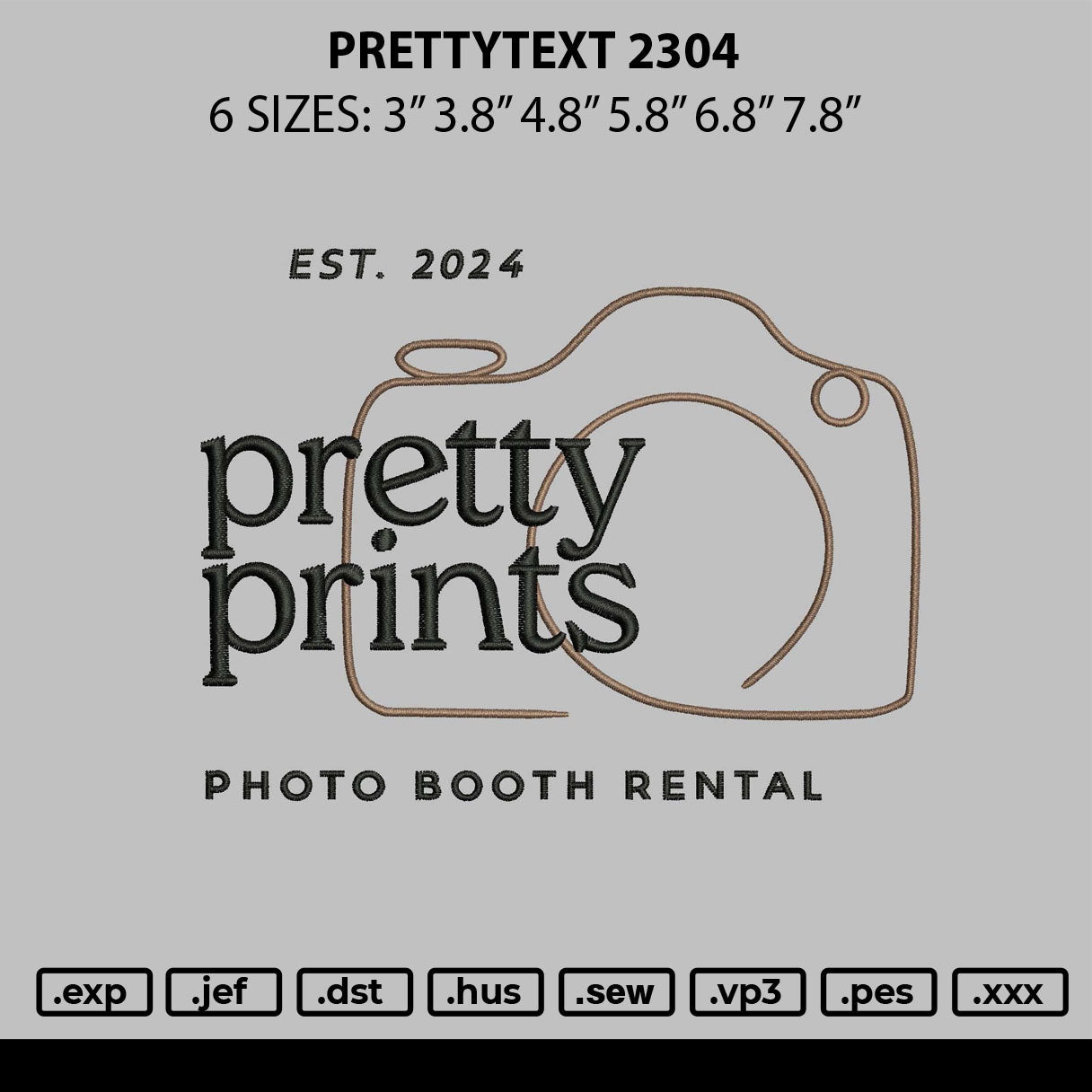Prettytext 2304 Embroidery File 6 sizes