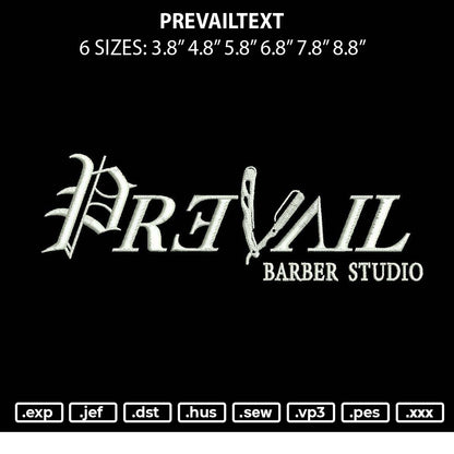 Prevailtext Embroidery File 6 sizes