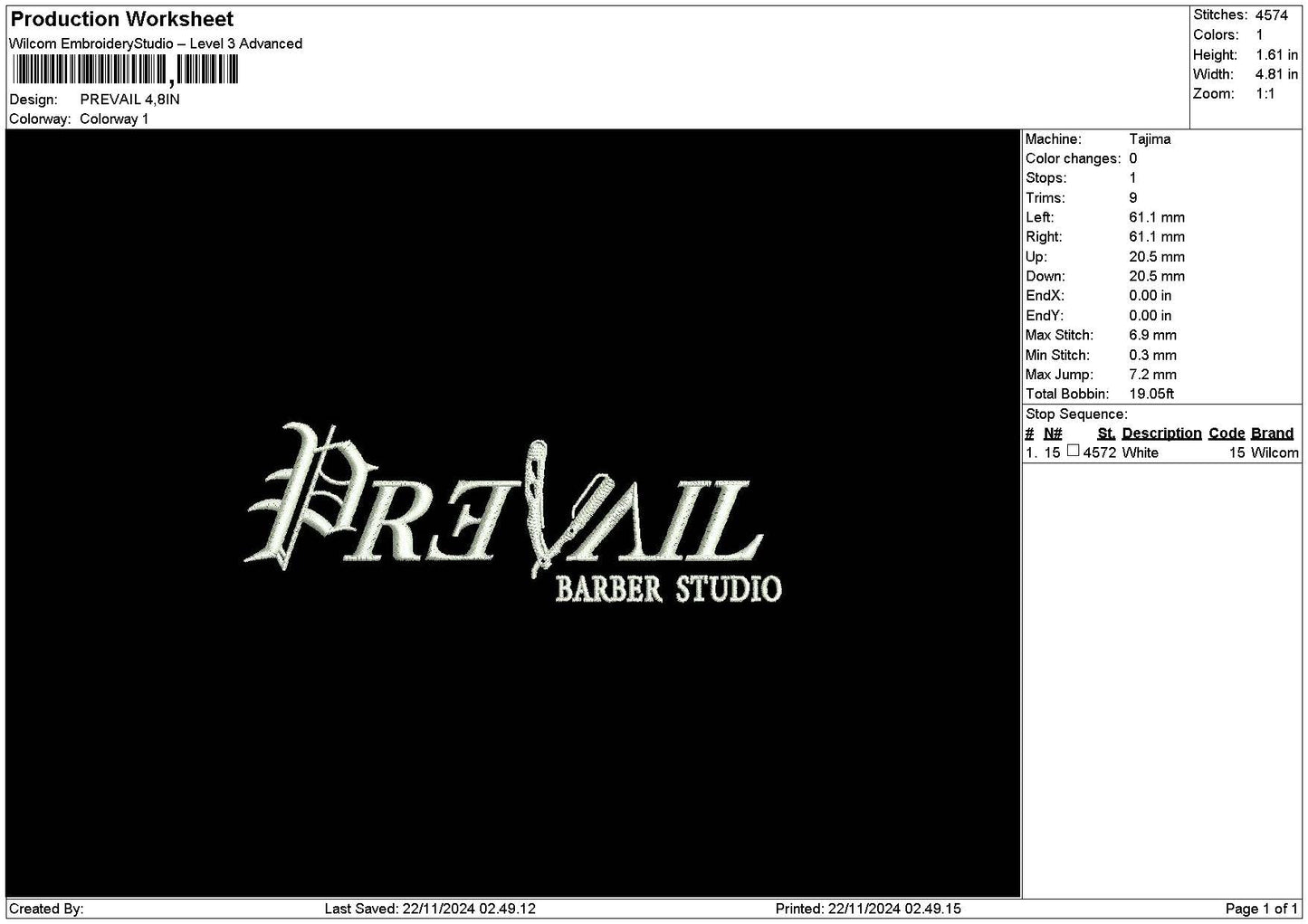 Prevailtext Embroidery File 6 sizes