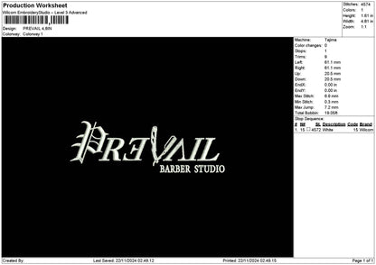 Prevailtext Embroidery File 6 sizes