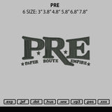 Pre Embroidery File 6 sizes