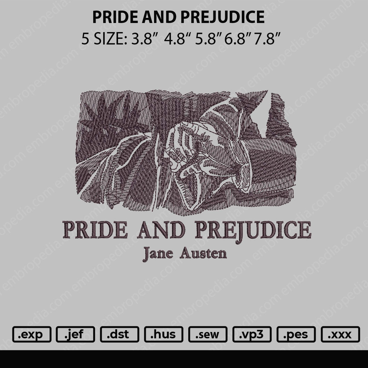 Pride And Prejudice Embroidery File 5 sizes