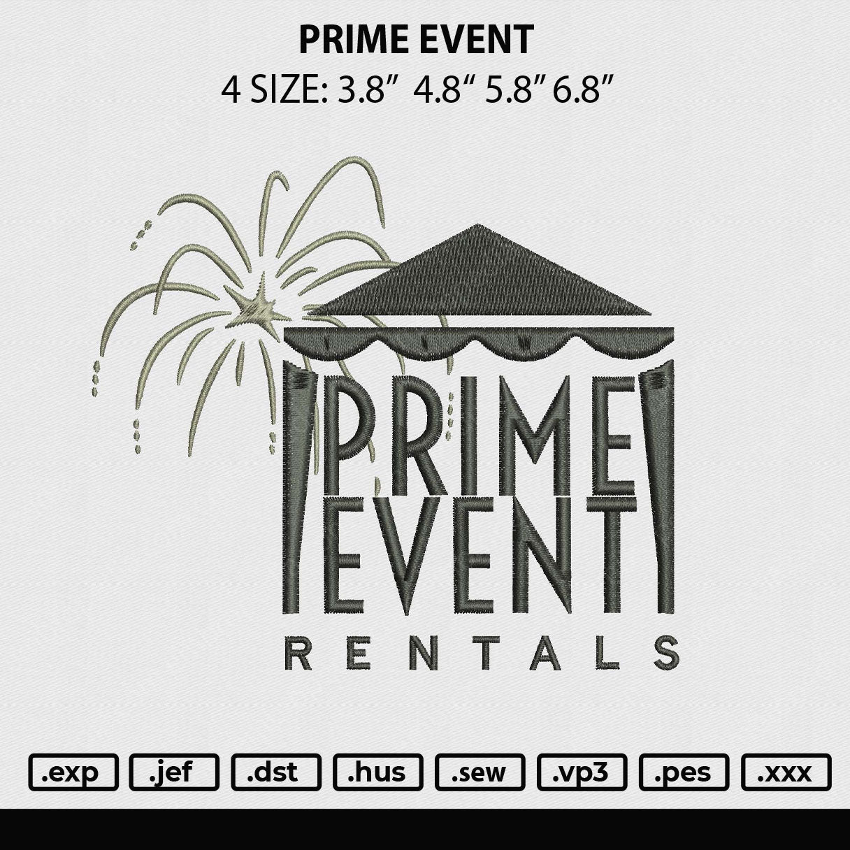 Prime Event Embroidery File 4 size