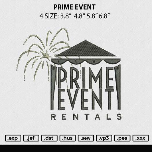 Prime Event Embroidery File 4 size