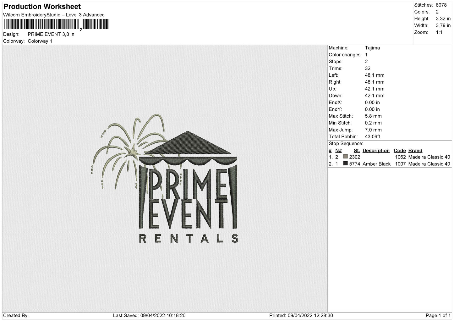 Prime Event Embroidery File 4 size