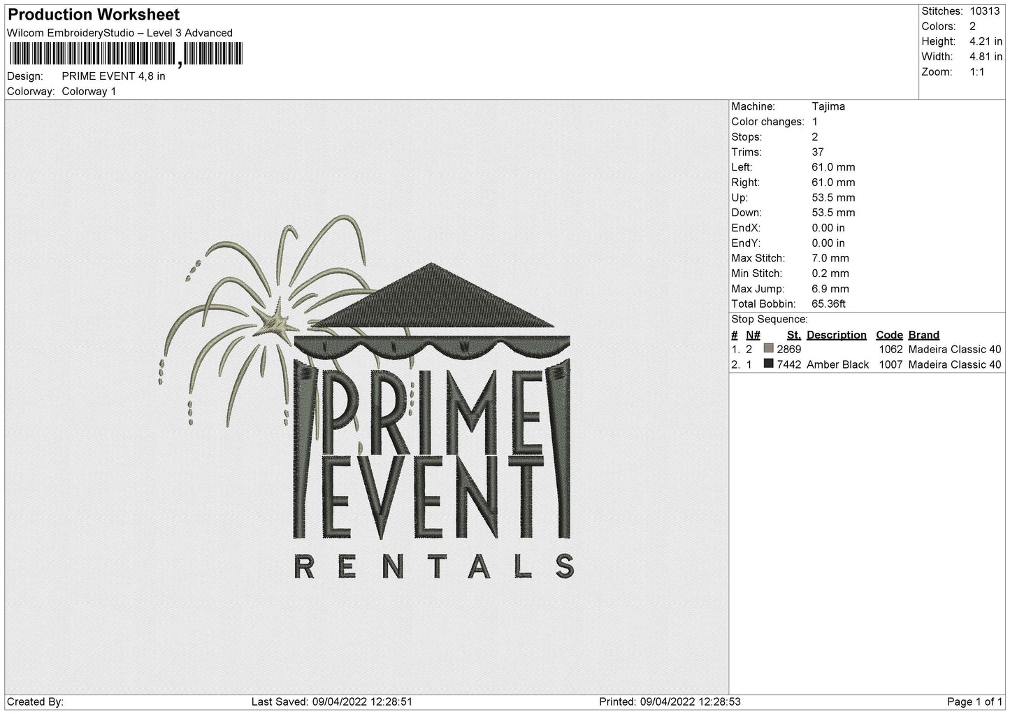 Prime Event Embroidery File 4 size