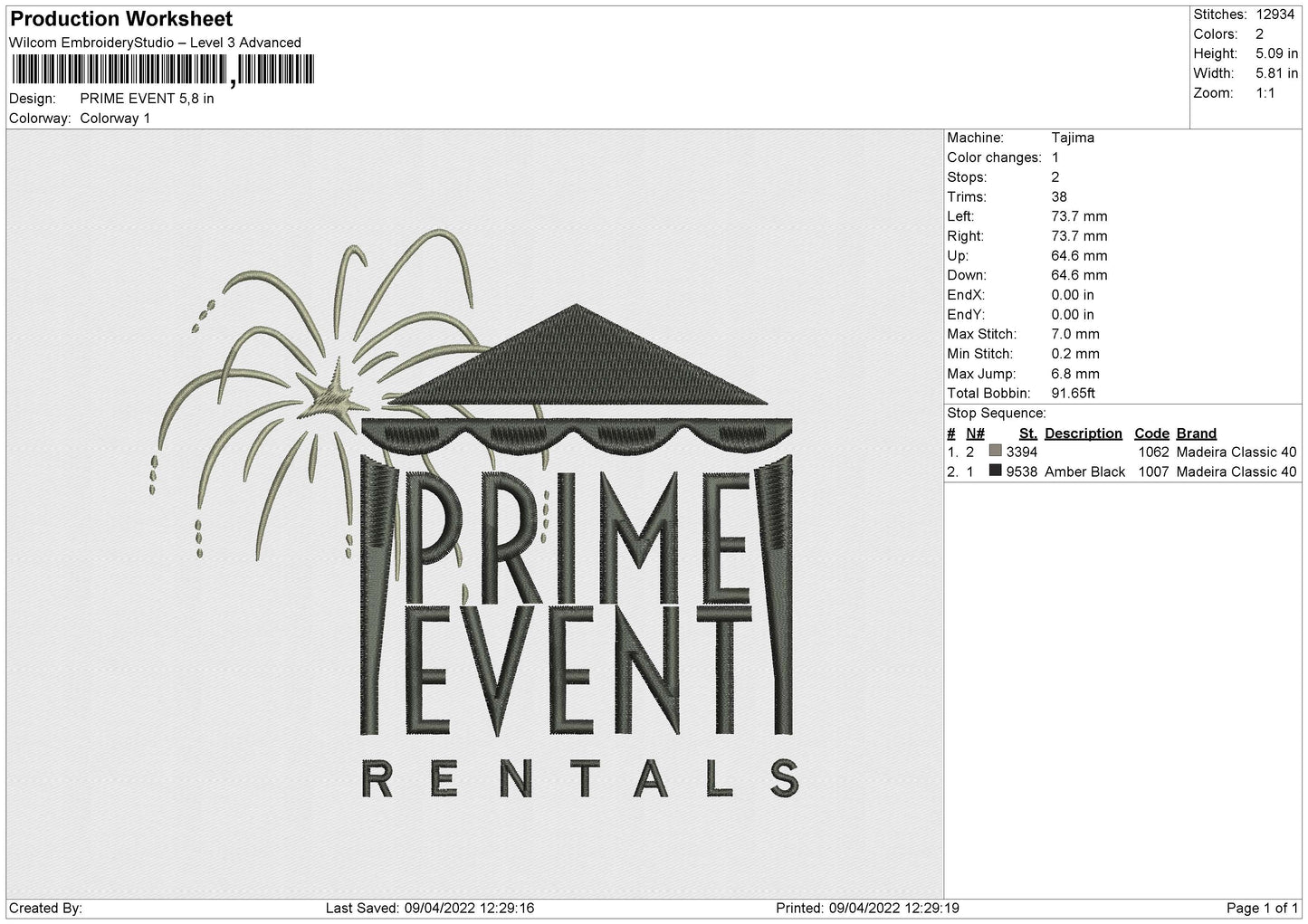 Prime Event Embroidery File 4 size