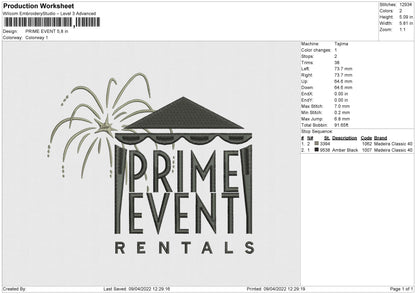 Prime Event Embroidery File 4 size