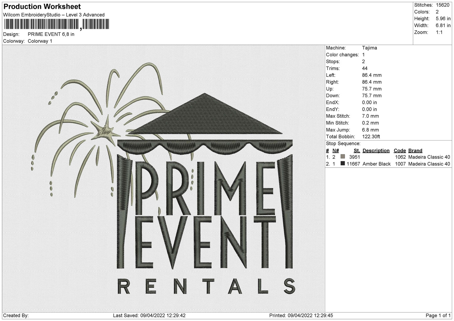 Prime Event Embroidery File 4 size