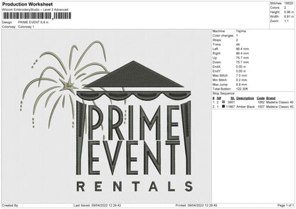 Prime Event Embroidery File 4 size