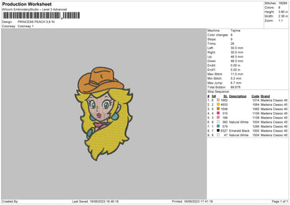 Princess P Embroidery File 6 sizes