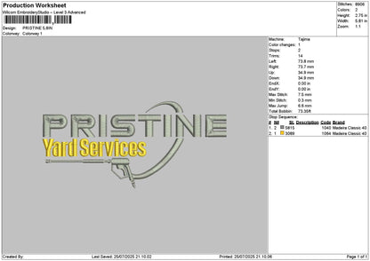 Pristinetext Embroidery File 6 sizes