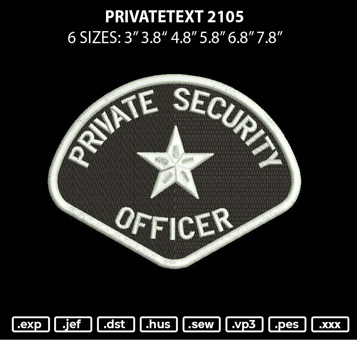 Privatetext 2105 Embroidery File 6 sizes