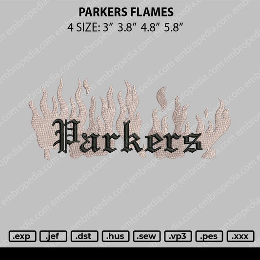 Parkers Flames Embroidery File 4 size