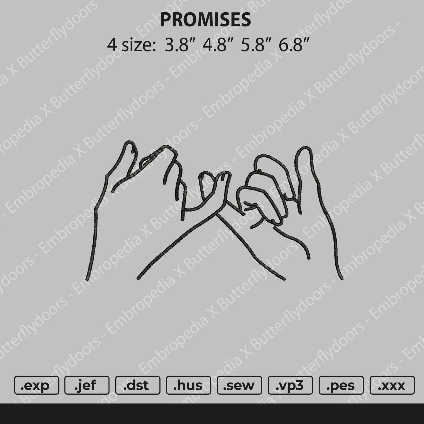 Promise Outline Embroidery File 4 size