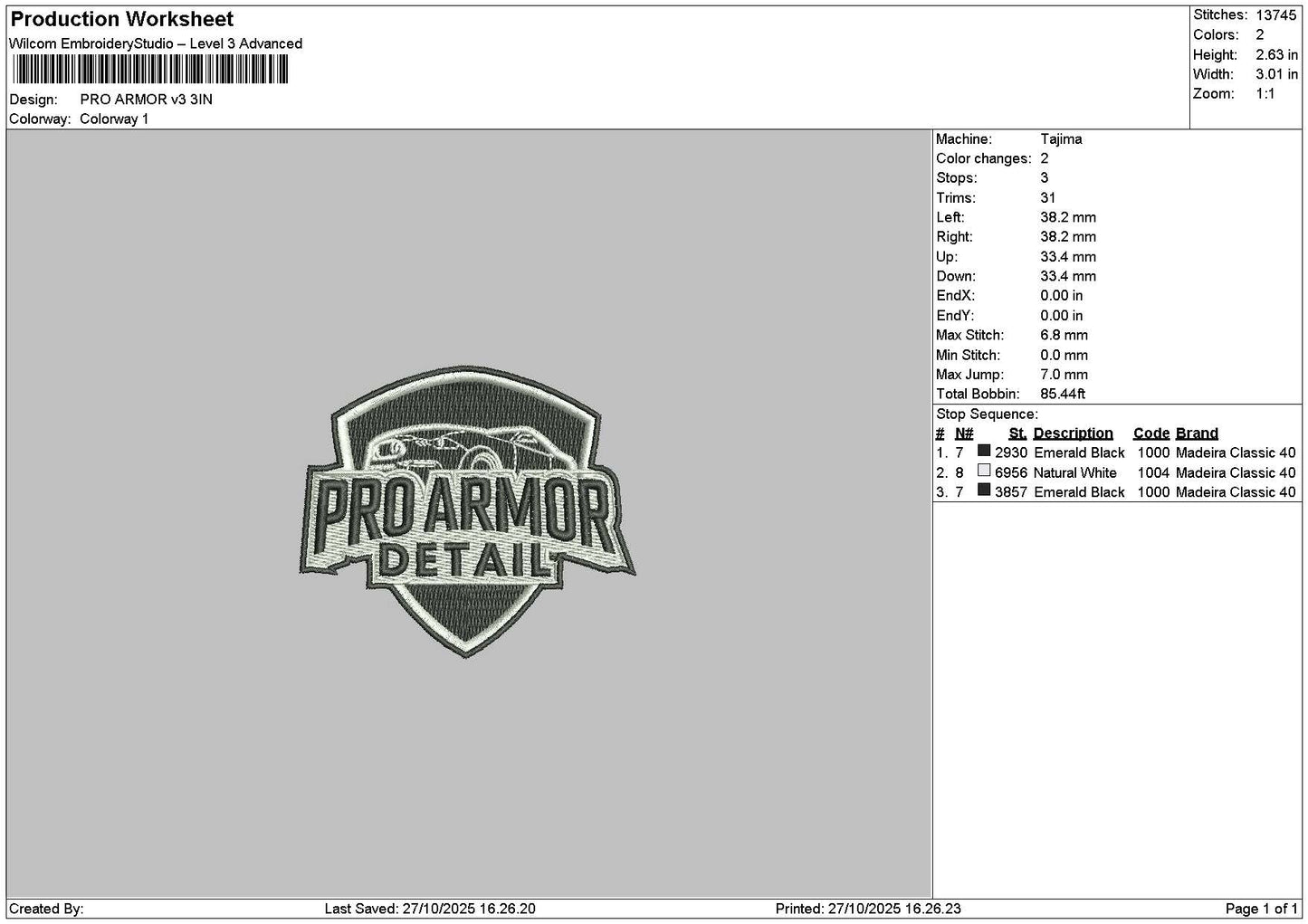 Armortext Hat Embroidery 4 Files