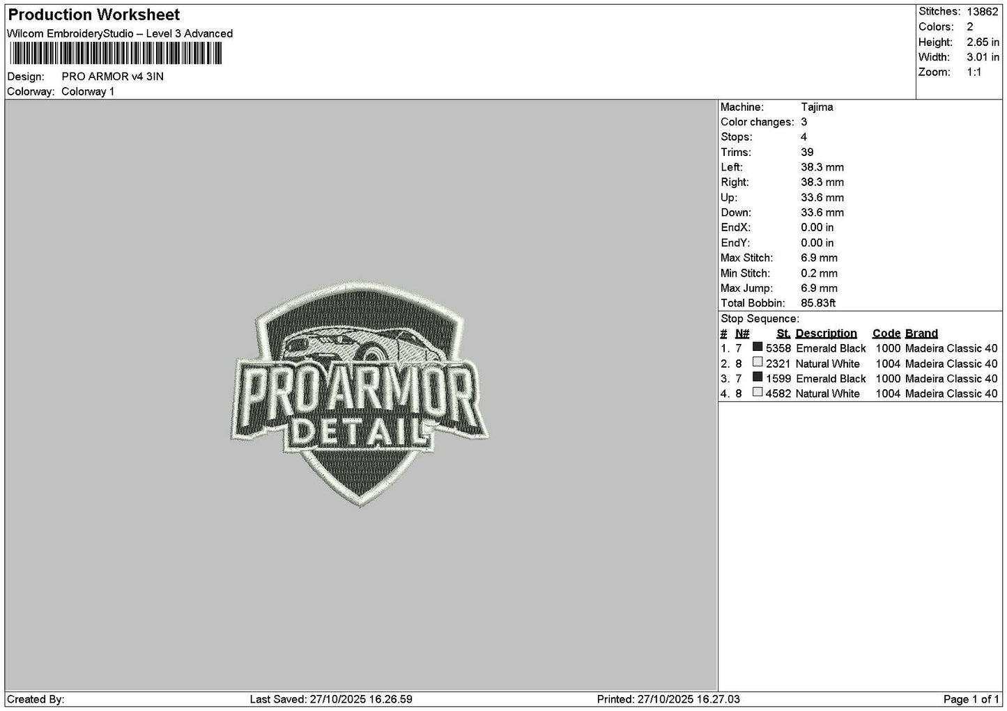 Armortext Hat Embroidery 4 Files