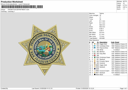 PROBATION DEPARTMENT Embroidery Machine Design File