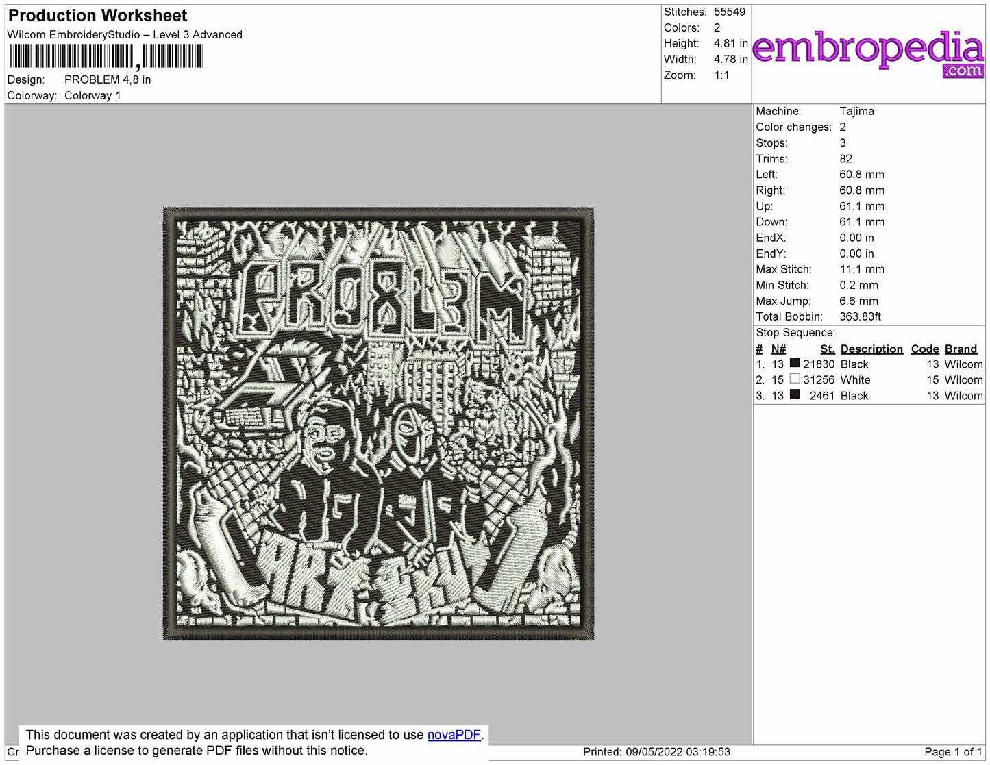 Problem Embroidery File 4 size