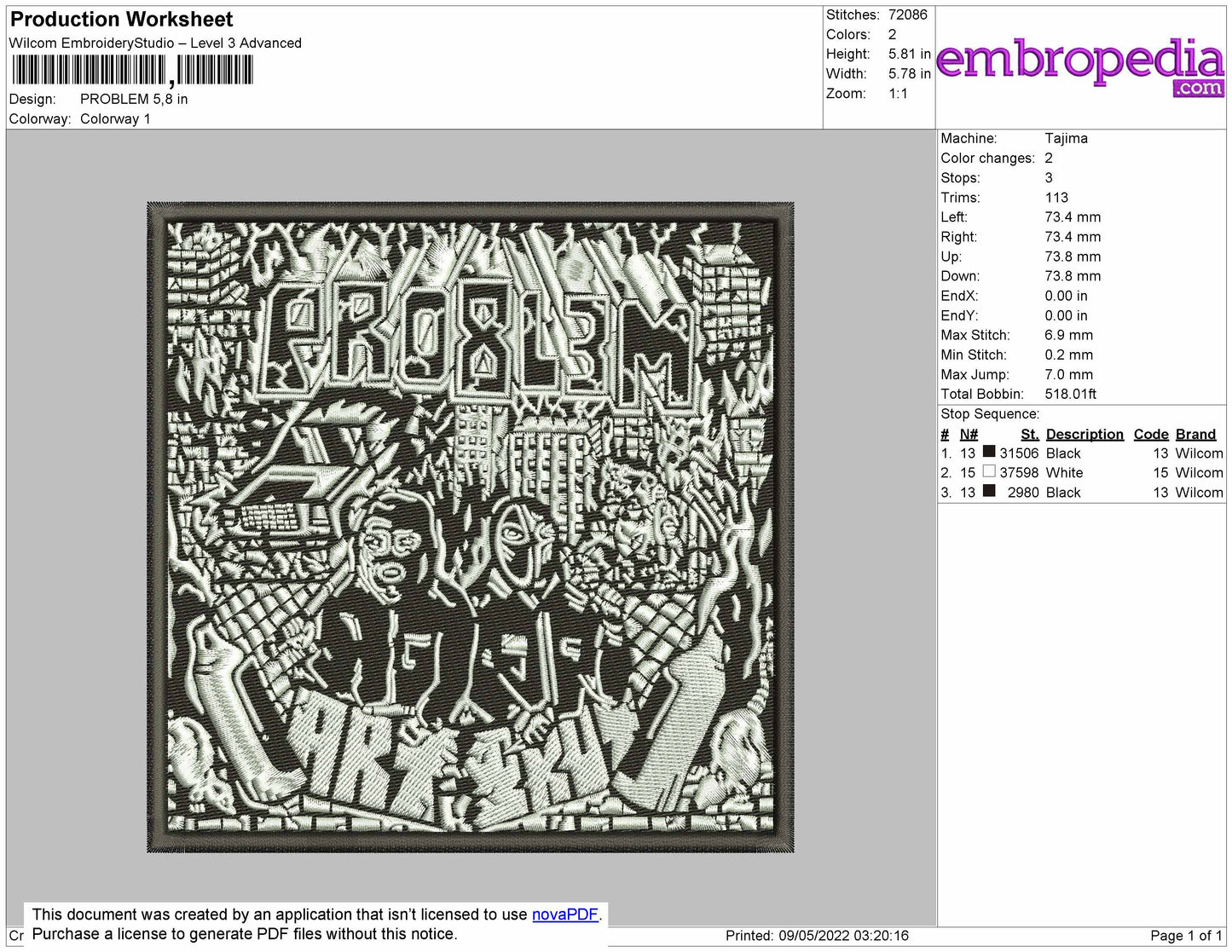 Problem Embroidery File 4 size