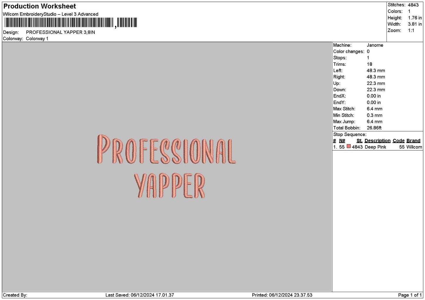 Yappertext Embroidery File 6 sizes
