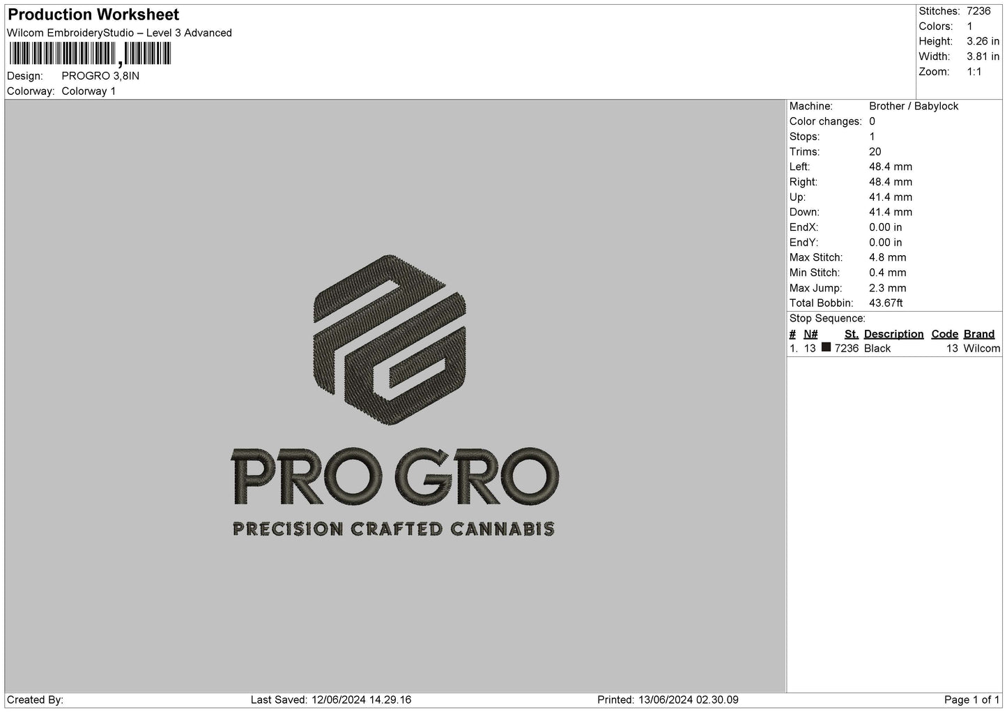 Progrotext Embroidery File 6 sizes