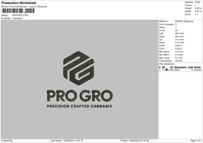 Progrotext Embroidery File 6 sizes