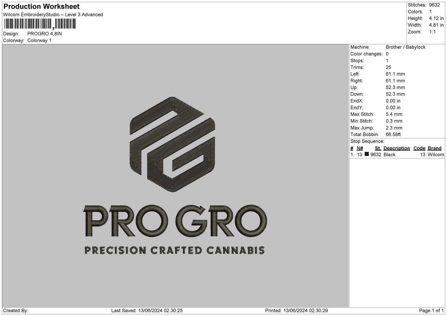 Progrotext Embroidery File 6 sizes