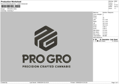 Progrotext Embroidery File 6 sizes