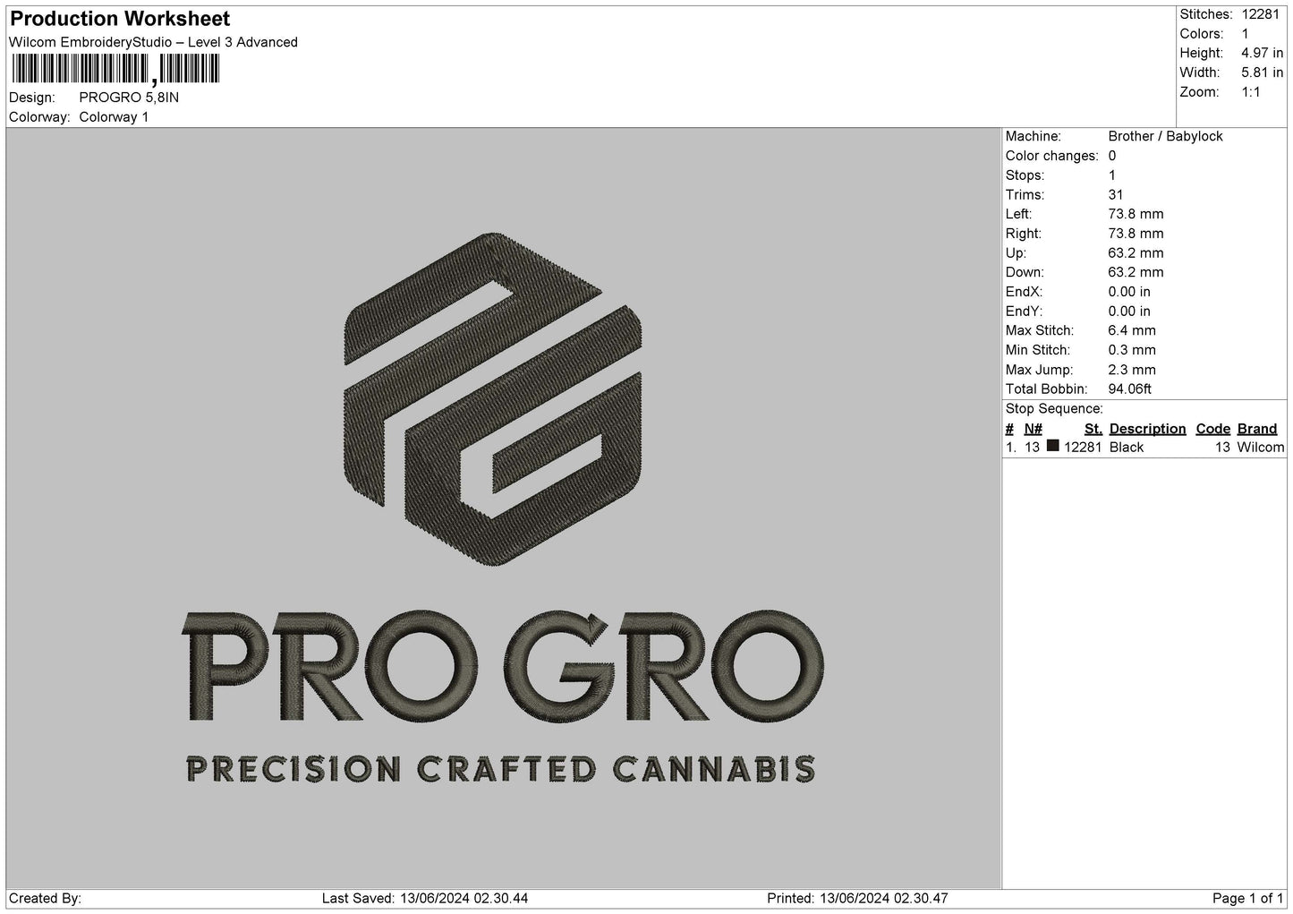 Progrotext Embroidery File 6 sizes