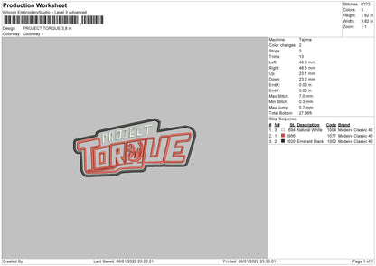 Project Torgue Embroidery File 4 size