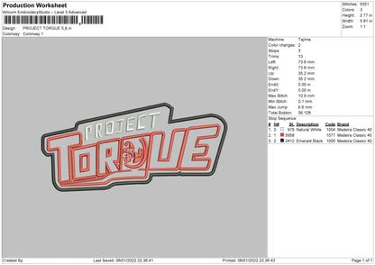 Project Torgue Embroidery File 4 size