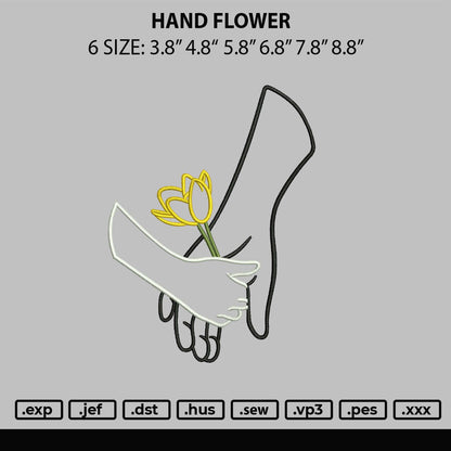 Hand Flower Embroidery File 6 sizes