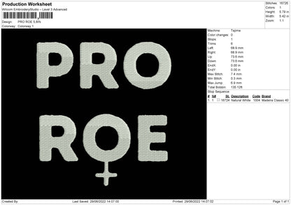 Pro Roe Embroidery File 4 sizes