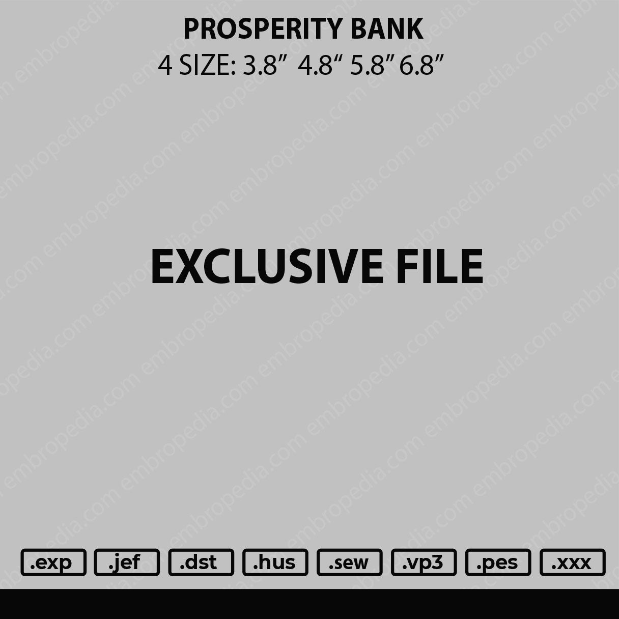 Prosperity Bank Embroidery File 4 size