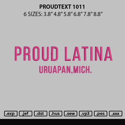 Proudtext 1011 Embroidery File 6 sizes