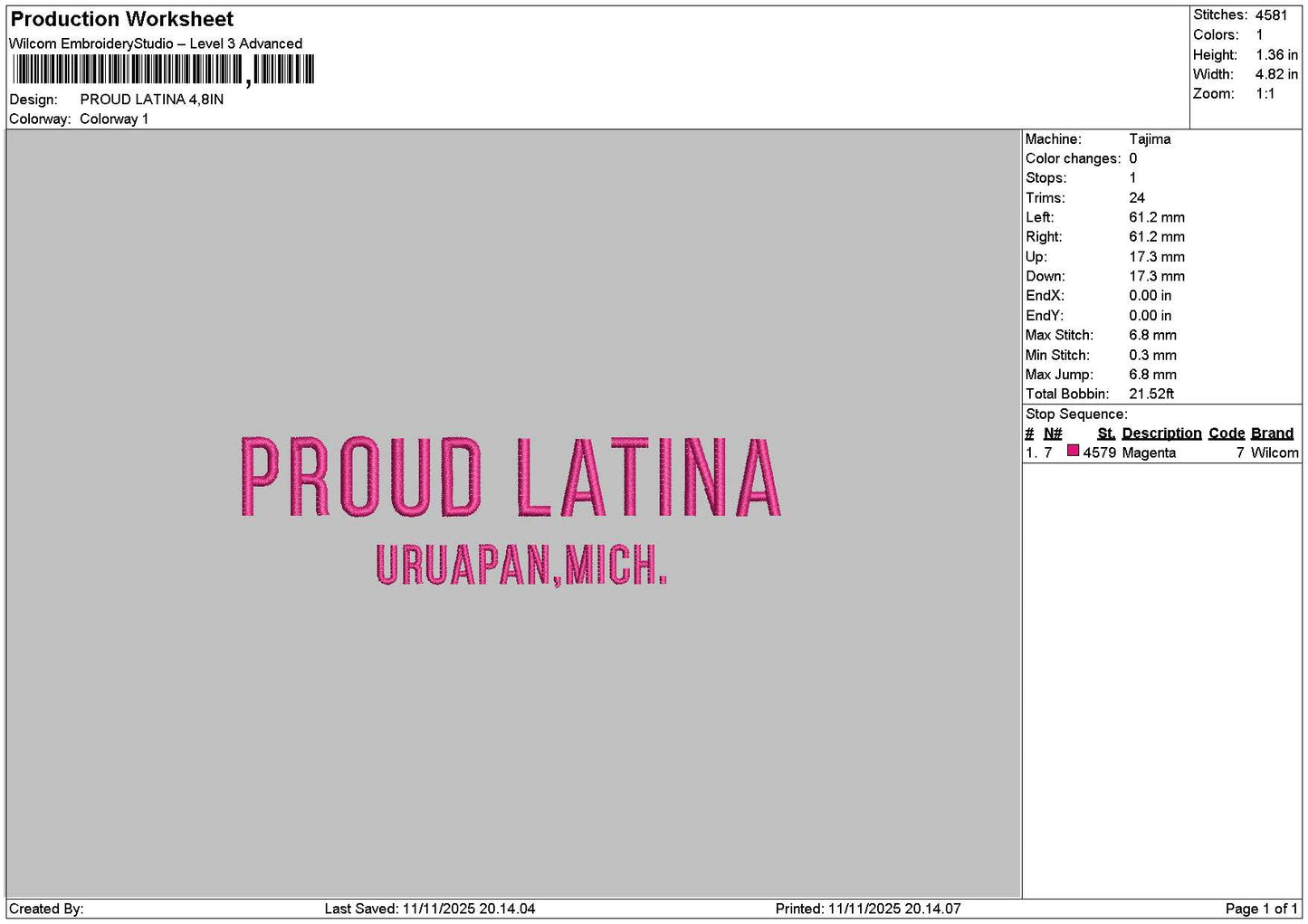 Proudtext 1011 Embroidery File 6 sizes