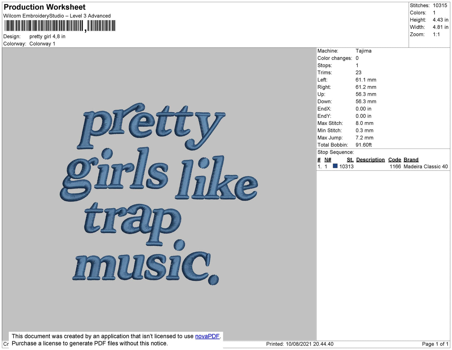 Pretty Girl Text Embroidery File 4 size