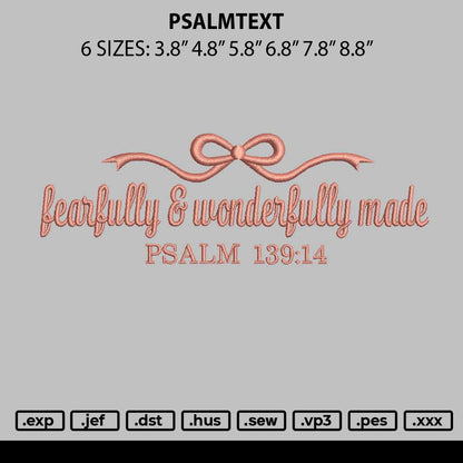 Psalmtext Embroidery File 6 sizes