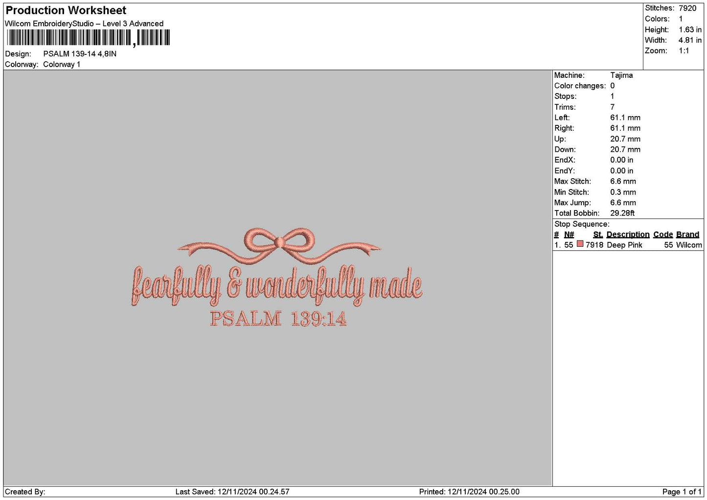 Psalmtext Embroidery File 6 sizes