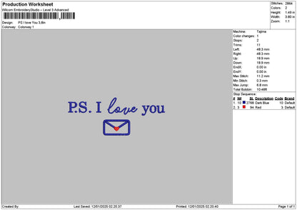 Loveyoutext 1201 Embroidery File 6 sizes