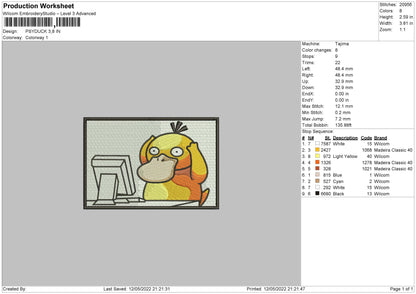 Psyduck Embroidery File 4 size