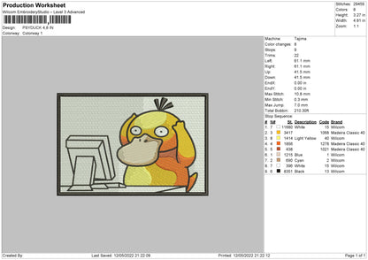 Psyduck Embroidery File 4 size