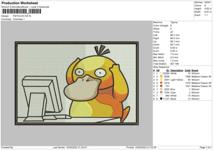 Psyduck Embroidery File 4 size